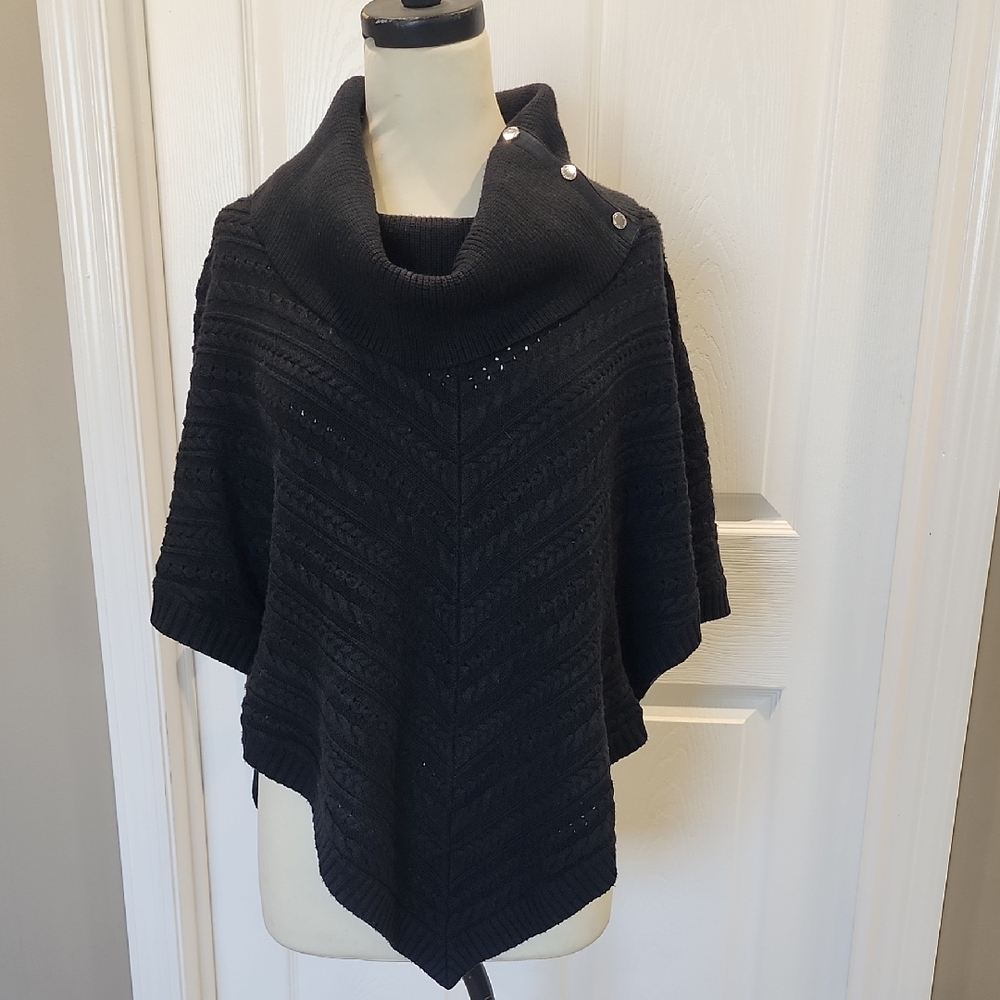 White House Black Market Black Poncho Sweater